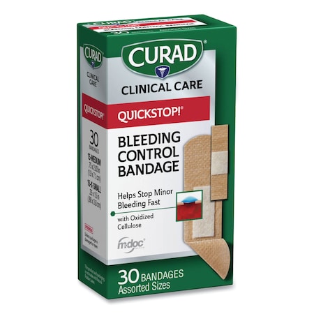 Curad QuickStop Flex Fabric Bandages, Assorted, PK30, 30PK CUR5245